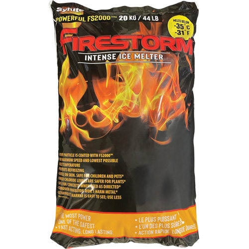 Firestorm Intense Ice Melters, Bag, 44 lbs. (20 kg), -35°C (-31°F) Melting Point Oxford Builders Supplies Inc