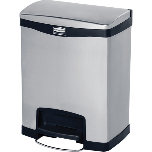 Contenant &agrave; d&eacute;chets Slim Jim , Acier inoxydable, Capacit&eacute; 8 gal. US Oxford Builders Supplies Inc