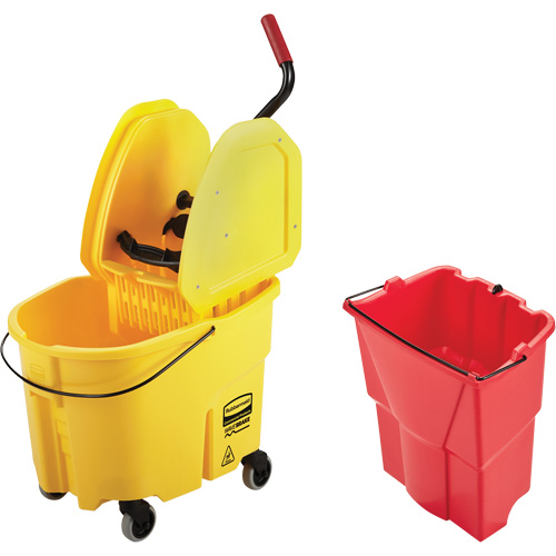 Ensemble de seau pour vadrouille et essoreuse WaveBrake, Pression vers le bas, 8,75 gal. US (35 pintes), Jaune Oxford Builders Supplies Inc