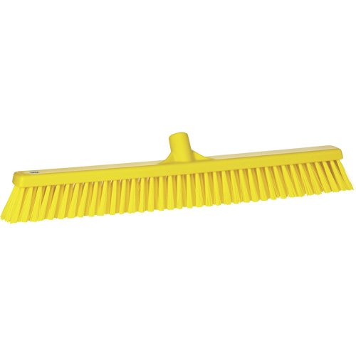Combo Bristle Push Broom, Coarse/Fine Bristles, 24", Polyester, Yellow Oxford Builders Supplies Inc