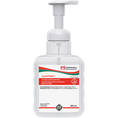 D&eacute;sinfectant pour les mains Instantfoam, 400 ml, Bouteille &agrave; pompe, 70 % alcool Oxford Builders Supplies Inc