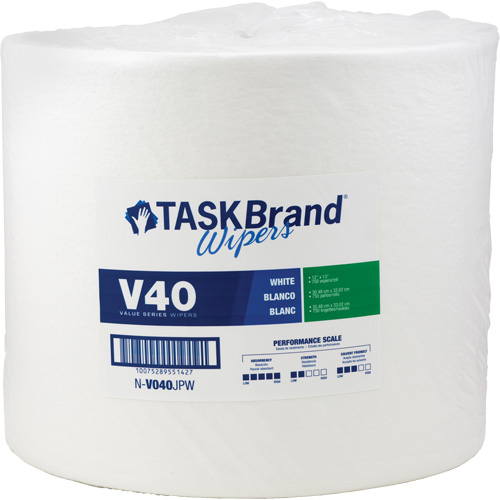 TaskBrand&reg; V40 Value Series Wipers, All-Purpose, 13" L x 12" W Oxford Builders Supplies Inc