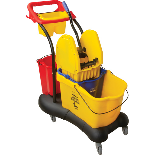 Chariot &agrave; vadrouille multifonction, Pression vers le bas, 9,5 gal. US (38 pintes), Jaune Oxford Builders Supplies Inc