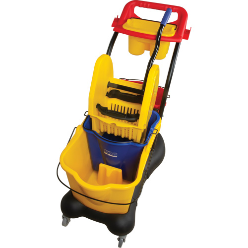 Chariot &agrave; vadrouille multifonction, Pression vers le bas, 9,5 gal. US (38 pintes), Jaune Oxford Builders Supplies Inc