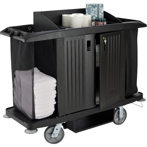 Executive Full-Size Housekeeping Cart with Doors Oxford Builders Supplies Inc