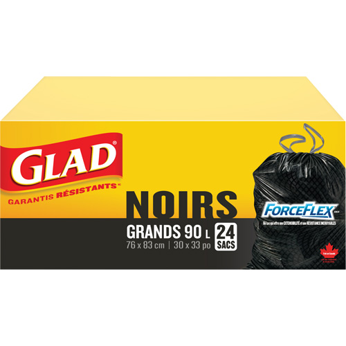 90L Garbage Bags, Regular, 30" W x 33" L, Black Oxford Builders Supplies Inc