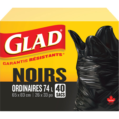 74L Garbage Bags, Regular, 26" W x 33" L, Black Oxford Builders Supplies Inc