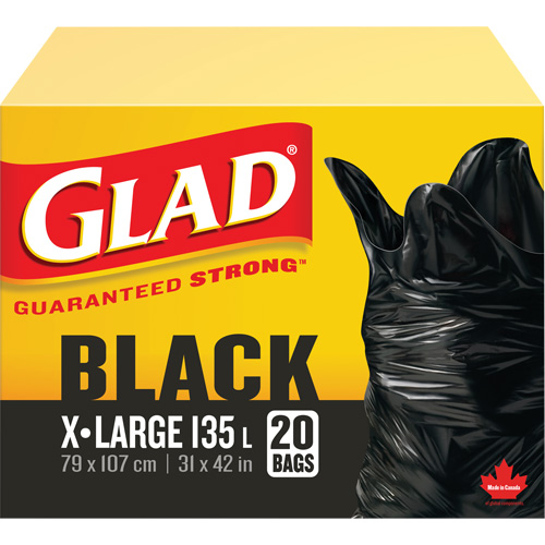 Sacs &agrave; ordures 135 L, R&eacute;gulier, 31" la x 42" lo, Noir Oxford Builders Supplies Inc