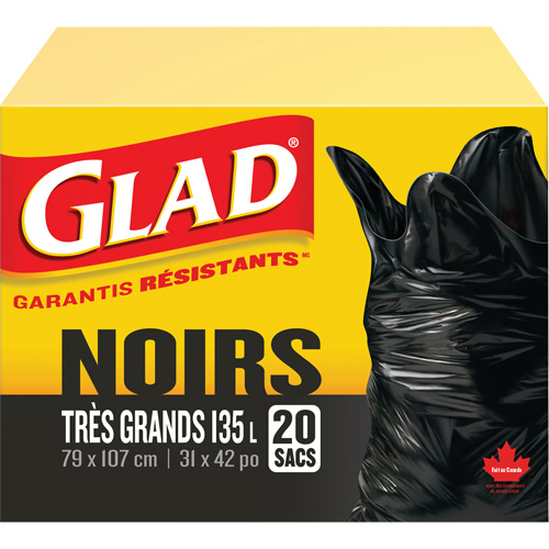 Sacs &agrave; ordures 135 L, R&eacute;gulier, 31" la x 42" lo, Noir Oxford Builders Supplies Inc