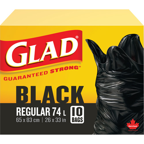 74L Garbage Bags, Regular, 26" W x 33" L, Black Oxford Builders Supplies Inc