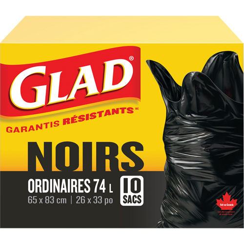 74L Garbage Bags, Regular, 26" W x 33" L, Black Oxford Builders Supplies Inc