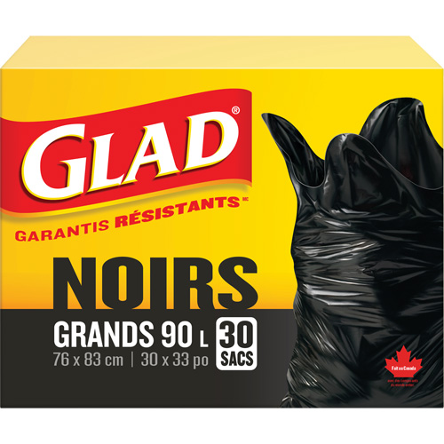 90L Garbage Bags, Regular, 30" W x 33" L, Black Oxford Builders Supplies Inc