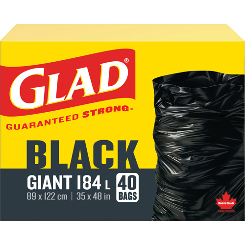 184L Garbage Bags, Regular, 35" W x 48" L, Black Oxford Builders Supplies Inc