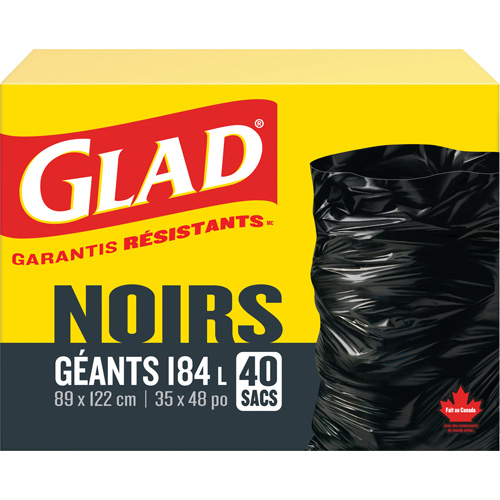 184L Garbage Bags, Regular, 35" W x 48" L, Black Oxford Builders Supplies Inc