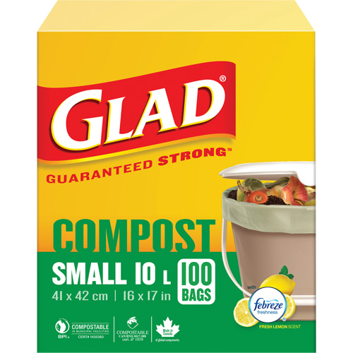 Small Compostable Bags, Regular, 17" L x 16" W, Brown, 10 L (3 Gal.) Capacity Oxford Builders Supplies Inc