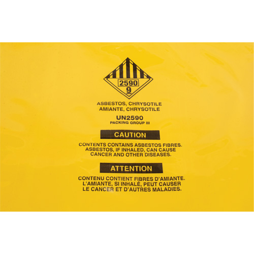 Doublures pour d&eacute;chets dangereux, Amiante, 40" lo x 26" la, 3 mils Oxford Builders Supplies Inc