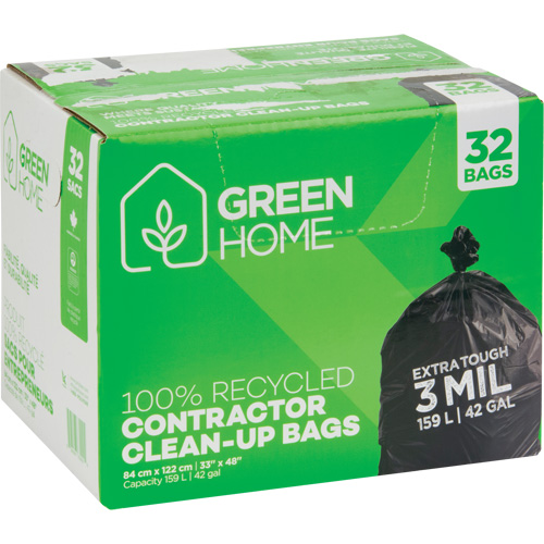 Sacs &agrave; ordures Green Home, Fort, 33" la x 48" lo, 3 mils, Noir, Capacit&eacute; 159 L (42 gal.) Oxford Builders Supplies Inc