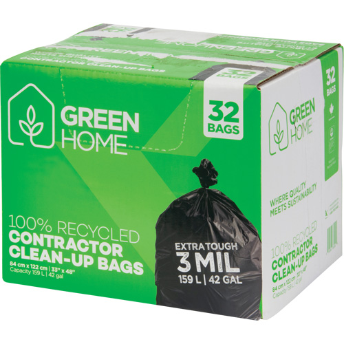 Sacs &agrave; ordures Green Home, Fort, 33" la x 48" lo, 3 mils, Noir, Capacit&eacute; 159 L (42 gal.) Oxford Builders Supplies Inc