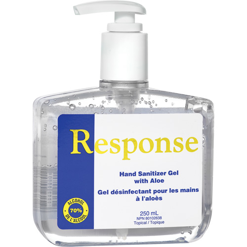 Response&reg; Hand Sanitizer Gel with Aloe, 250 ml, Pump Bottle, 70% Alcohol Oxford Builders Supplies Inc