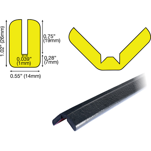 Butoir de protection de rebords mod&egrave;le W 1M, Longueur 3,25' (0,99 m) Oxford Builders Supplies Inc