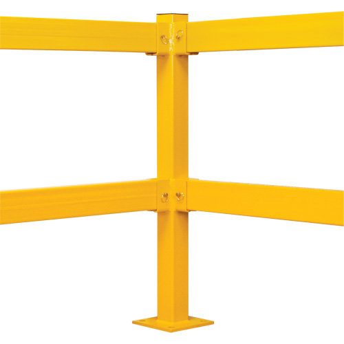 Corner Post for Light-Duty Guard Rails, Steel, 42" H, Safety Yellow Oxford Builders Supplies Inc
