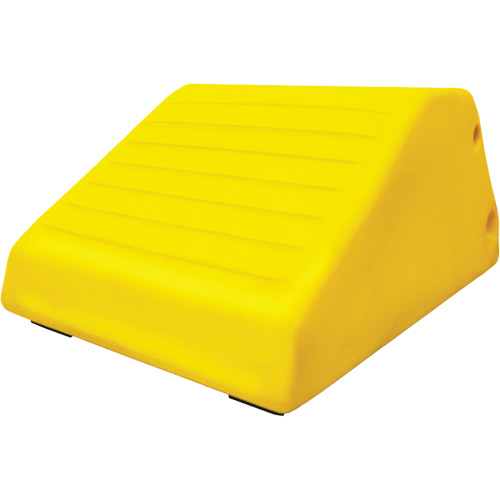 255 Ton Large Equipment Wheel Chock with Handle & Hole, Urethane, Yellow Oxford Builders Supplies Inc