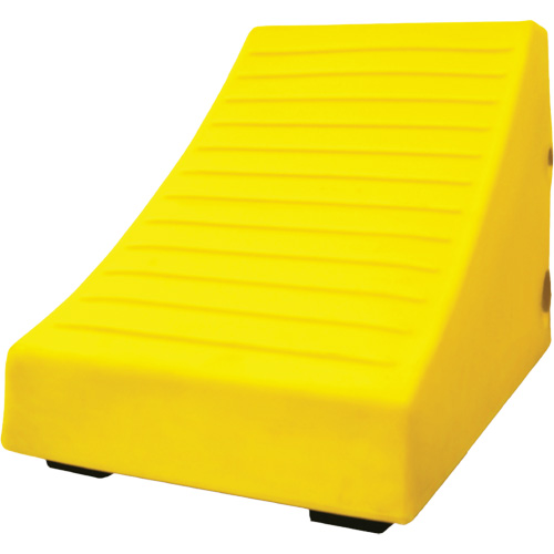 400 Ton Large Equipment Wheel Chock with Handle & Hole, Urethane, Yellow Oxford Builders Supplies Inc