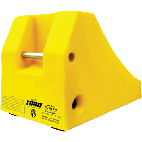400 Ton Large Equipment Wheel Chock with Handle & Hole, Urethane, Yellow Oxford Builders Supplies Inc