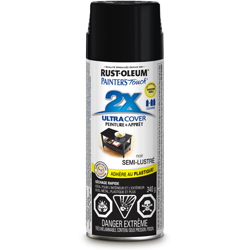 Painter's Touch&reg; Ultra Cover Paint, Black, Semi-Gloss, Aerosol Can Oxford Builders Supplies Inc