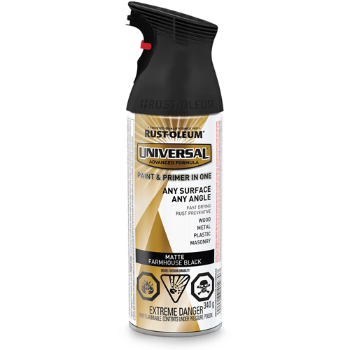 Universal&reg; Enamel Paint & Primer In One, Farmhouse Black, Matte, Aerosol Can Oxford Builders Supplies Inc