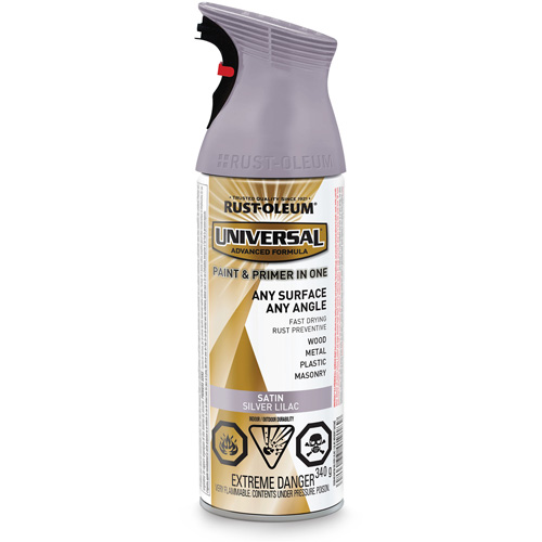 Universal&reg; Enamel Paint & Primer In One, Silver Lilac Purple, Satin, Aerosol Can Oxford Builders Supplies Inc