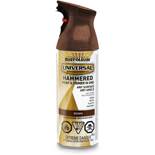 Universal&reg; Paint & Primer In One Spray Paint, Brown, Hammered, Aerosol Can Oxford Builders Supplies Inc