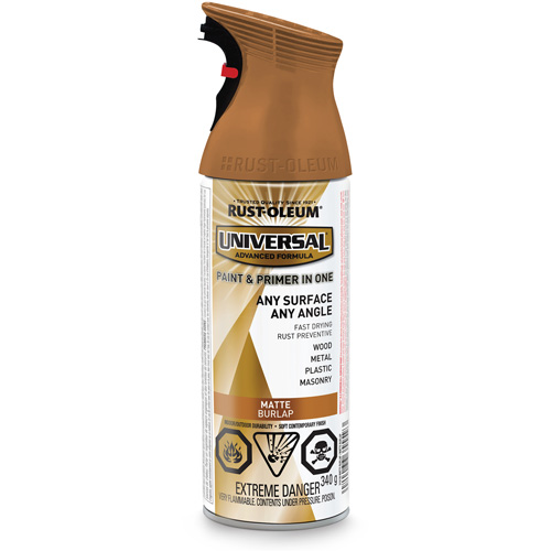 Universal&reg; Enamel Paint & Primer In One, Burlap Brown, Matte, Aerosol Can Oxford Builders Supplies Inc