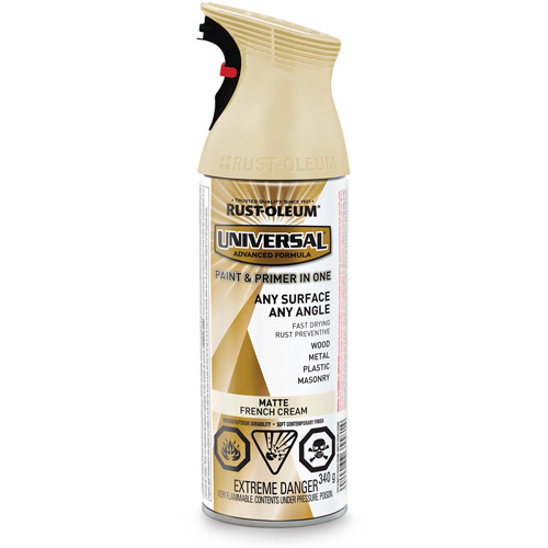 Universal&reg; Enamel Paint & Primer In One, French Cream White, Matte, Aerosol Can Oxford Builders Supplies Inc