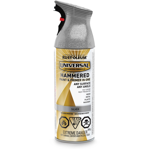 Universal&reg; Paint & Primer In One, Silver Aluminum, Hammered, Aerosol Can Oxford Builders Supplies Inc