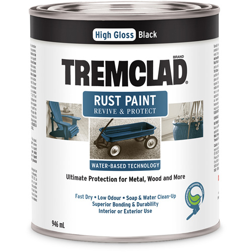 Tremclad&reg; Water-Based Rust Paint, 946 ml, Can, Black Oxford Builders Supplies Inc