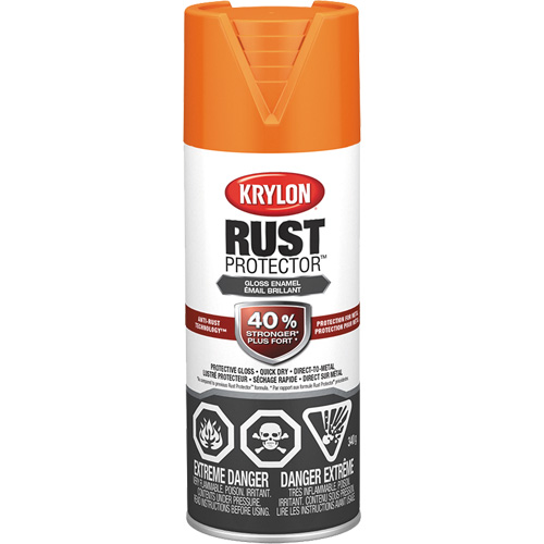 Peinture &agrave; &eacute;mail Rust Protector, Orange, Brillant, 12 oz, Canette a&eacute;rosol Oxford Builders Supplies Inc