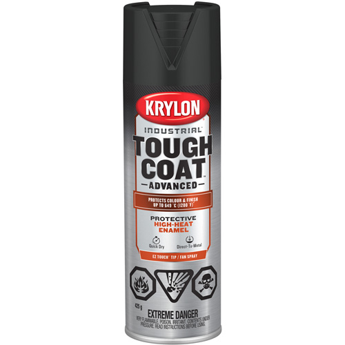 Peinture industrielle &agrave; chaleur &eacute;lev&eacute;e Tough Coat Advanced, Noir haute temp&eacute;rature, Plat, 425 g, Canette a&eacute;rosol Oxford Builders Supplies Inc