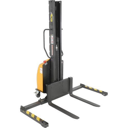 Narrow Mast Powered Lift Stacker, Electric Operated, 1000 lbs. Capacity, 63" Max Lift Oxford Builders Supplies Inc