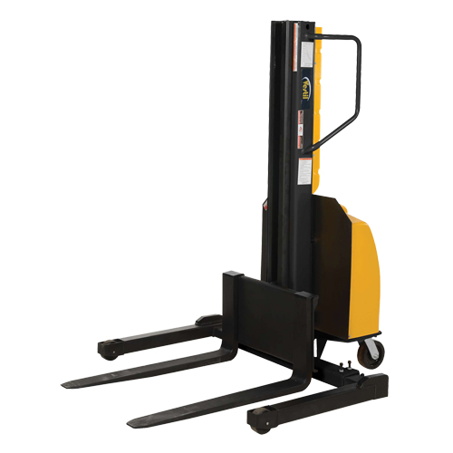 Narrow Mast Powered Lift Stacker, Electric Operated, 1500 lbs. Capacity, 98" Max Lift Oxford Builders Supplies Inc