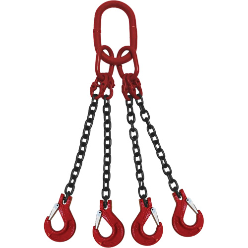 &eacute;lingue en chaîne, chaîne Calibre 80, Quadruple branches, crochets Oblong et &eacute;chappement, 1/2" x 8' Oxford Builders Supplies Inc