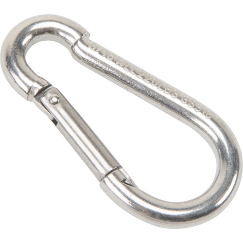 Stainless Steel Snap Hook, 220 lbs (0.11 tons) Working Load Limit, 3/16" Size, 5/16" Eye Oxford Builders Supplies Inc