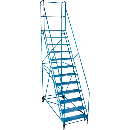 Escabeau roulant certifi&eacute; par la CSA avec pied verrouillable, 12 marches, Largeur de la marche 30", Hauteur de la plateforme 109", Acier Oxford Builders Supplies Inc