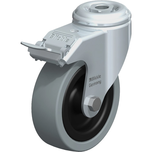 Roulette pour usage l&eacute;ger, Pivotant avec frein, 4" (101,6 mm), Caoutchouc plein, 242 lb (110 kg) Oxford Builders Supplies Inc