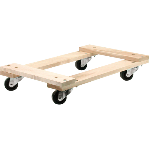 Wood Dollies - Medium-Duty, Polyolefin Wheels, 900 lbs. Capacity, 18" W x 30" D x 7" H Oxford Builders Supplies Inc
