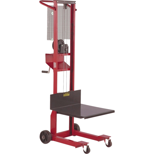 Empileur &agrave; plateforme, M&eacute;canisme Treuil manuel, Capacit&eacute; de 500 lb, Levage max de 54" Oxford Builders Supplies Inc