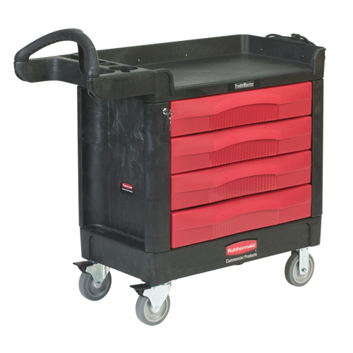 Trademaster Mobile Cabinets & Work Centres, 4 Drawers, 40-5/8" L x 18-7/8" W x 38-3/8" H, Black Oxford Builders Supplies Inc