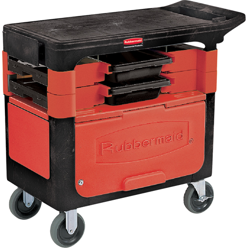 Trades Carts With Lockable Cabinet, 2 Drawers, 38" L x 19-1/4" W x 33-3/8" H, Black Oxford Builders Supplies Inc
