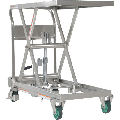 Hydraulic Scissor Lift Table, 31-1/2" L x 19-1/2" W, Stainless Steel, 550 lbs. Capacity Oxford Builders Supplies Inc