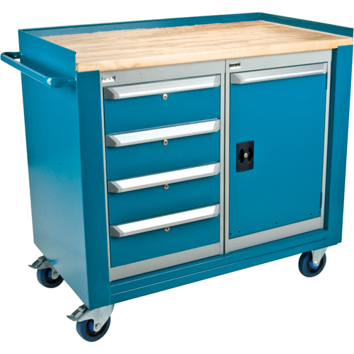 Industrial Duty Mobile Service Workbenches, Wood Surface Oxford Builders Supplies Inc
